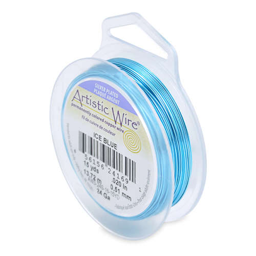 24 Gauge (.51mm) - 15 yd (13.7 m) - Silver Plated - Ice Blue - AWS-24S-16-15YD