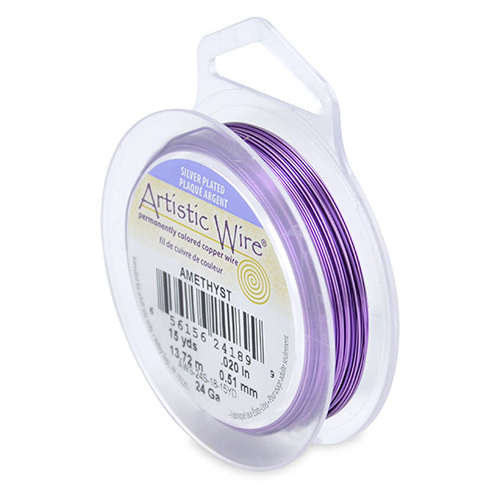 24 Gauge (.51mm) - 15 yd (13.7 m) - Silver Plated - Amethyst - AWS-24S-18-15YD