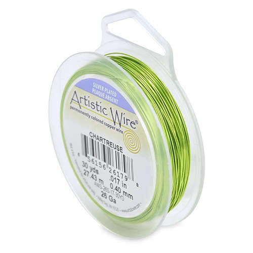 26 Gauge (.41 mm) - 30 yd (27.4 m) - Silver Plated - Chartreuse - AWS-26S-17-30YD