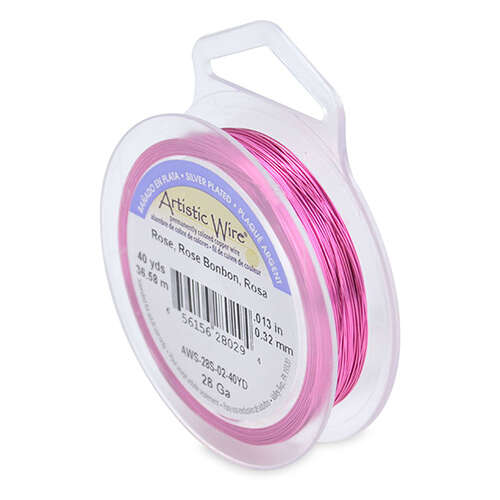28 Gauge (.32 mm) - 40 yd (36.5 m) -  Silver Plated - Rose - AWS-28S-02-40YD