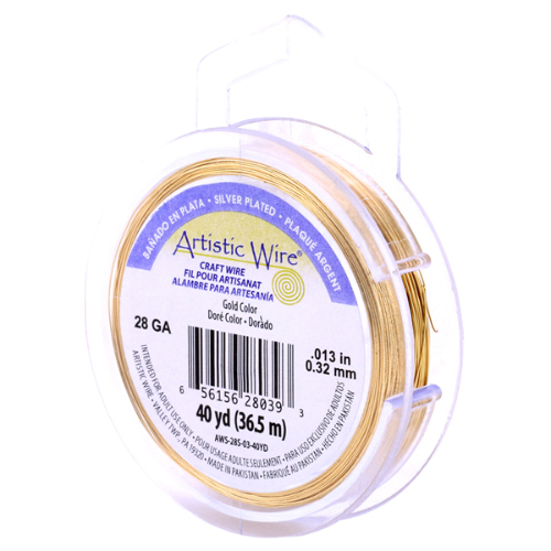 28 Gauge (.32 mm) - 40 yd (36.5 m) -  Silver Plated - Gold Color - AWS-28S-03-40YD
