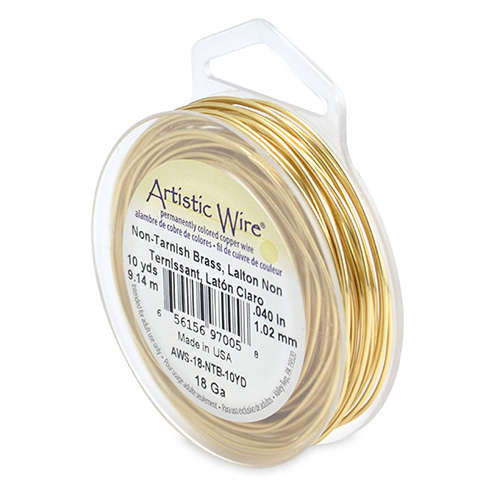 Tarnish Resistant Brass - 18 Gauge (1.0 mm) - 10 yd (9.1 m) - AWS-18-NTB-10YD