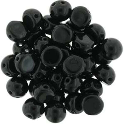 7mm Cabochon 2 Hole - Jet - CAB07-23980 - 20 Pieces