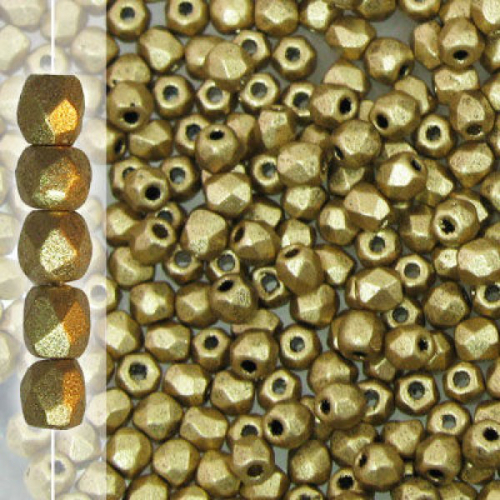 2mm Matte Gold Fire Polished Round Beads - 50 Piece Bag - 00030-01710