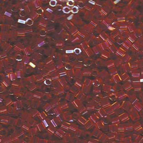 Miyuki 8/0 Delica Hex Cut Bead - DBLC-0062 - Lined Cranberry AB - 50gm Bag