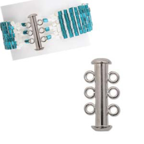 Multi Strand Clasp - 21mm - 3 Strand - Silver - CLSP04SP