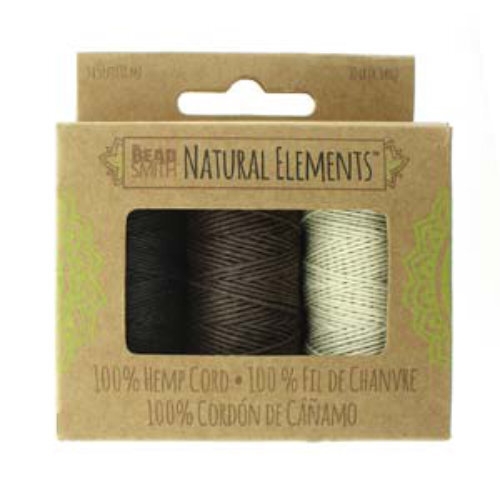 0.55mm Hemp Cord Black / Natural / Brown - 3 x 18m 3 Spool Box - HEMP3100