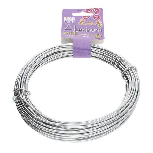 Aluminum Wire Silver 12 Gauge Round Wire - 39ft / 11.89m Spool - DA2602