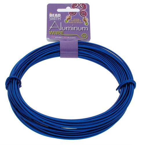 Aluminum Wire Blue 12 Gauge Round Wire - 39ft / 11.89m Spool - DA2610-B