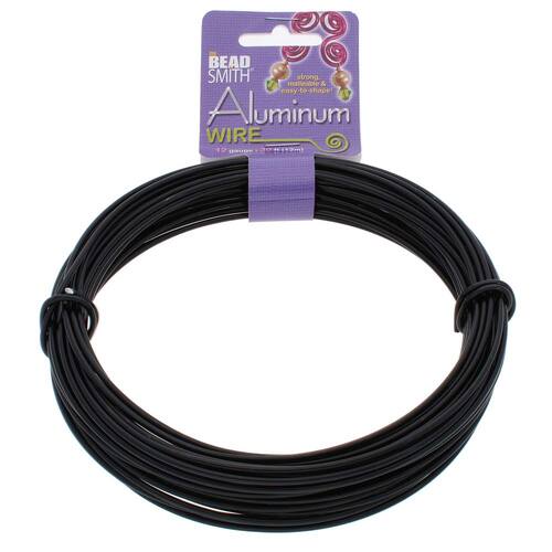 Aluminum Wire Black 12 Gauge Round Wire - 39ft / 11.89m Spool - DA2610-BK