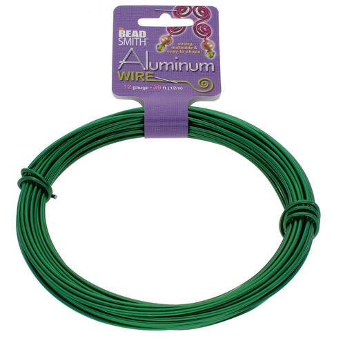 Aluminum Wire Kelly Green 12 Gauge Round Wire - 39ft / 11.89m Spool - DA2610-KG