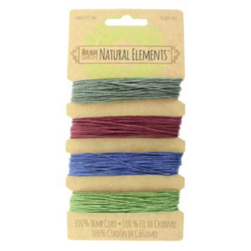 0.55mm Hemp Cord Dark Colour Mix - 4 x 12m Card - HEMP4120
