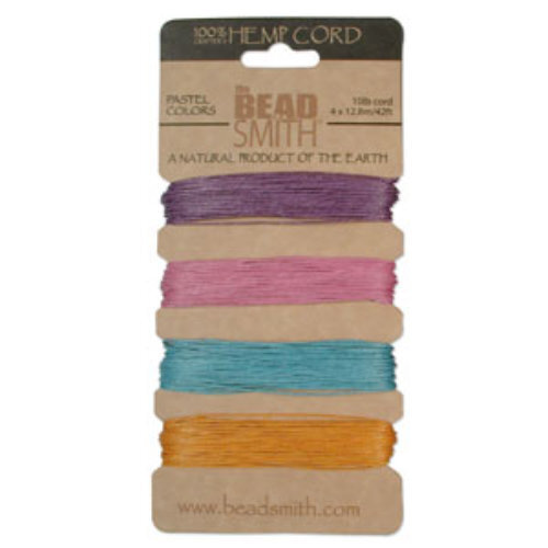 0.55mm Hemp Cord Pastel Colour Mix - 4 x 12m Card - HEMP4130