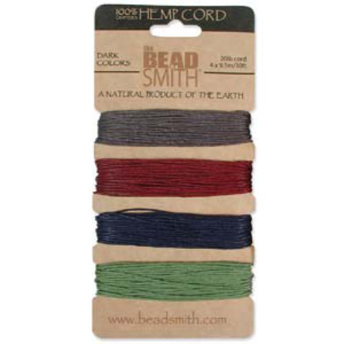 1.0mm Hemp Cord Dark Colour Mix - 4 x 9m Card - HEMP4220