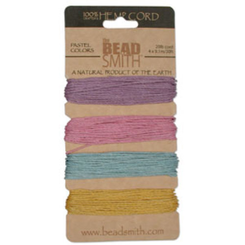 1.0mm Hemp Cord Pastel Colour Mix - 4 x 9m Card - HEMP4230