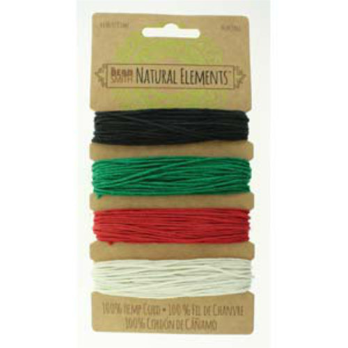 1.0mm Hemp Cord Primary Colour Mix - 4 x 9m Card - HEMP4210