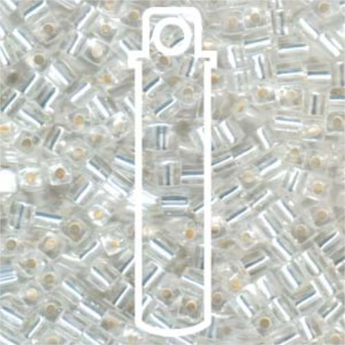 Miyuki 4mm (SB4) Square Bead - SB4-001 - Silver Lined Crystal - 20gm Tube