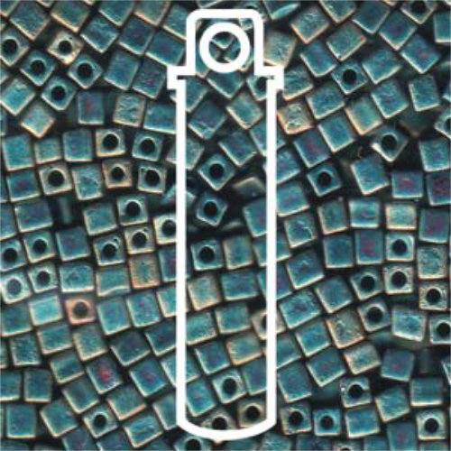 Miyuki 4mm (SB4) Square Bead - SB4-2008 - Matte Metallic Patina Iris - 20gm Tube