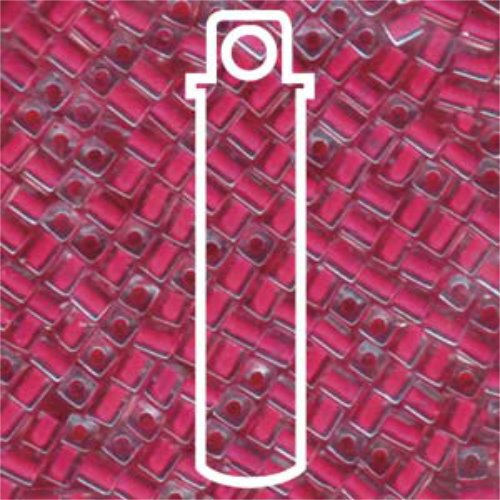 Miyuki 4mm (SB4) Square Bead - SB4-208 - Carnation Pink Lined Crystal - 20gm Tube