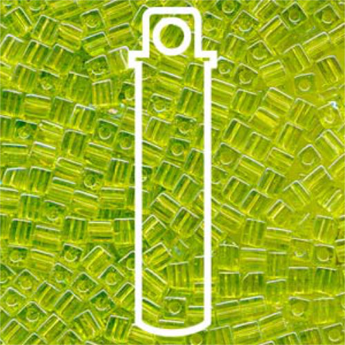 Miyuki 4mm (SB4) Square Bead - SB4-258 - Transparent Chartreuse AB - 20gm Tube