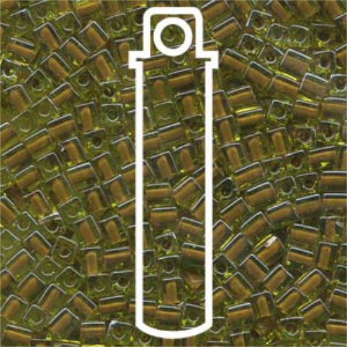 Miyuki 4mm (SB4) Square Bead - SB4-2633 - Green Lined Brown - 20gm Tube