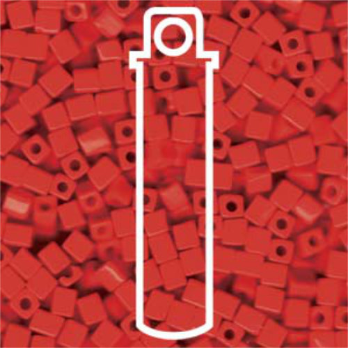Miyuki 4mm (SB4) Square Bead - SB4-407 - Opaque Vermillion Red - 20gm Tube