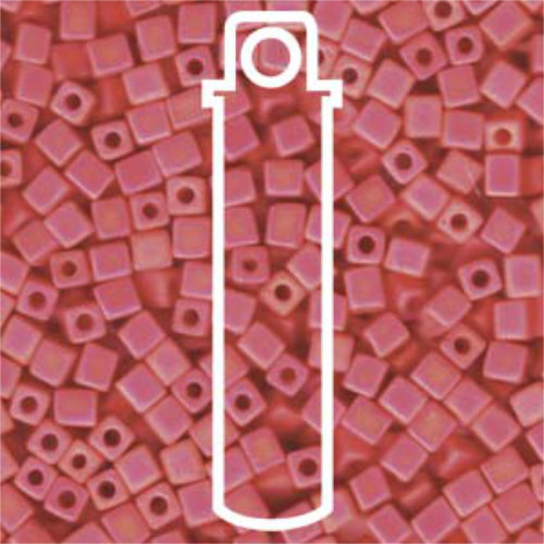 Miyuki 4mm (SB4) Square Bead - SB4-407FR - Opaque Vermillion Red AB - 20gm Tube