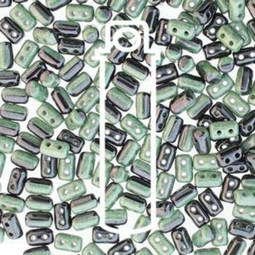 Rulla 3mm x 5mm - RUL3503849-14457 - Duet Black & White Green Luster - 22gm Tube