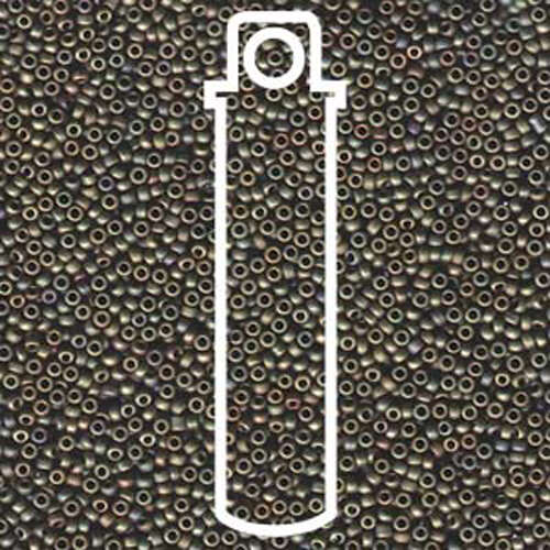 Miyuki 15/0 Rocaille Bead - 15-92035 - Matte Opaque Metallic Khaki Iris - 8.2gm Tube