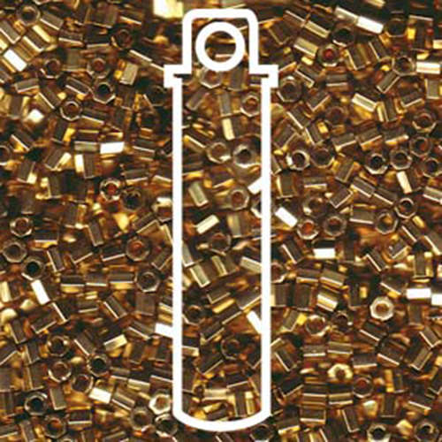 Miyuki 8/0 Delica Hex Cut Bead - DBLC-0034 - Light Gold 24K Plated - 6.8gm Tube