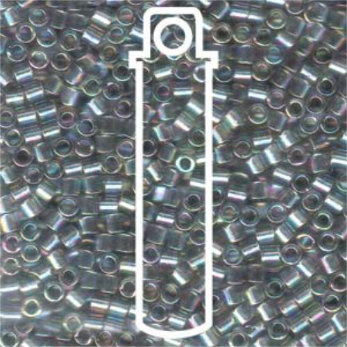 Miyuki 8/0 Delica Bead - DBL-0107 - Transparent Grey Iris AB - 6.8gm Tube