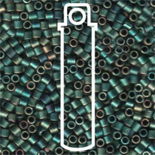 Miyuki 8/0 Delica Bead - DBL-0324 - Matte Metalllc Green Iris - 6.8gm Tube