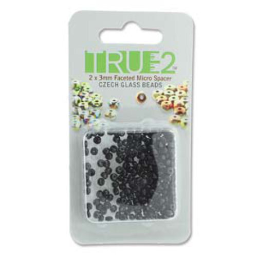 Faceted Micro Spacers 2mm x 3mm - Jet - 6gm Card - FPMS2323980