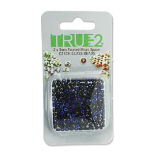 Faceted Micro Spacers 2mm x 3mm - Jet Full Azuro - 6gm Card - FPMS2323980-22203