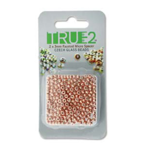 Faceted Micro Spacers 2mm x 3mm - Copper Plated - 6gm Card - FPMS2300030-CP