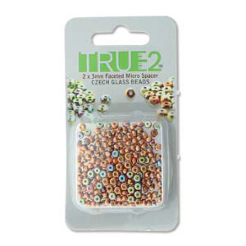 Faceted Micro Spacers 2mm x 3mm - Copper Plated AB - 6gm Card - FPMS2300030-CPAB