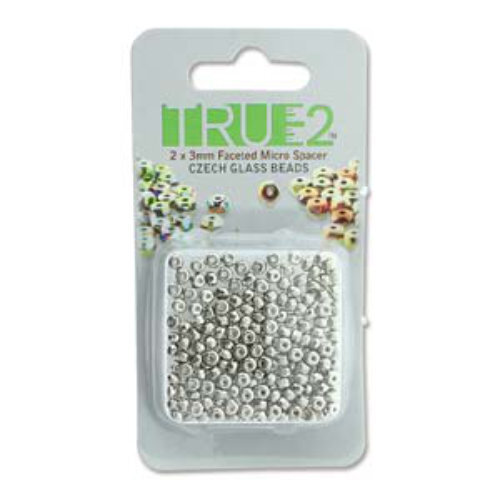 Faceted Micro Spacers 2mm x 3mm - Nickel Plated - 6gm Card - FPMS2300030-NI