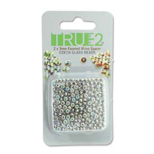 Faceted Micro Spacers 2mm x 3mm - Nickel Plated AB - 6gm Card - FPMS2300030-NIAB