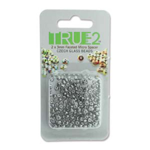 Faceted Micro Spacers 2mm x 3mm - Chrome - 6gm Card - FPMS2300030-27400