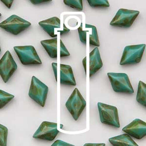 Gem Duo 8mm x 5mm - GD8563130-86805 - Turquoise Green Dark Travertine - 8gm Tube