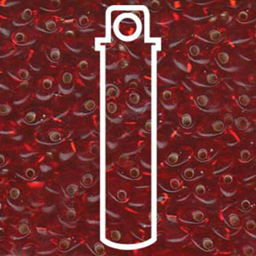 Miyuki 7mm Long Magatama Bead - LMA-10 - Silver Lined Flame Red - 8.5gm Tube