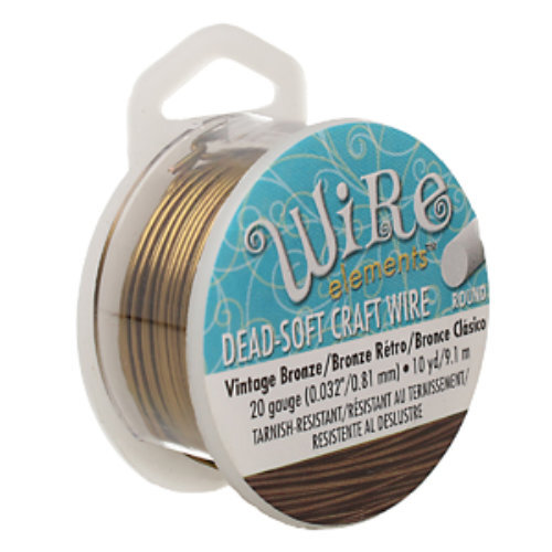 Tarnish Resistant Soft Temper Vintage Bronze 20 Gauge Round Wire - 10yd / 9m Spool  - CW20R-VW-10