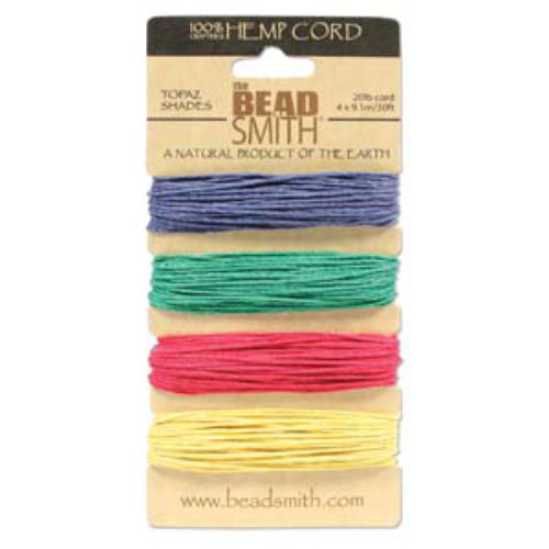 1.0mm Hemp Cord Topaz Shades - 4 x 9m Card - HEMP4255