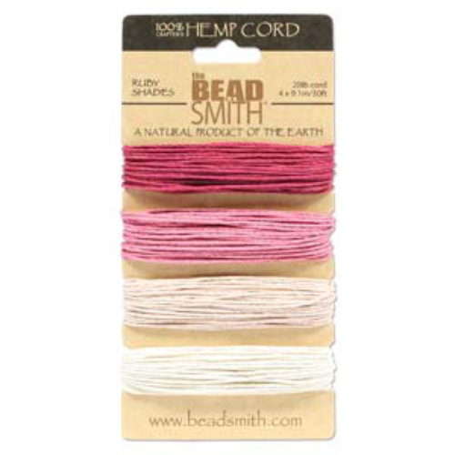 1.0mm Hemp Cord Ruby Shades - 4 x 9m Card - HEMP4260