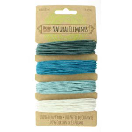 1.0mm Hemp Cord Aqua Shades - 4 x 9m Card - HEMP4265