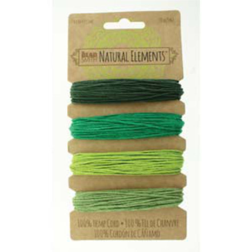 1.0mm Hemp Cord Emerald Shades - 4 x 9m Card - HEMP4270