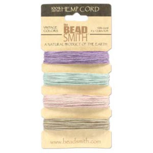 0.55mm Hemp Cord Vintage Colour Mix - 4 x 12m Card - HEMP4145