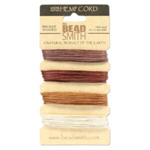 0.55mm Hemp Cord Bronze Shades - 4 x 12m Card - HEMP4175