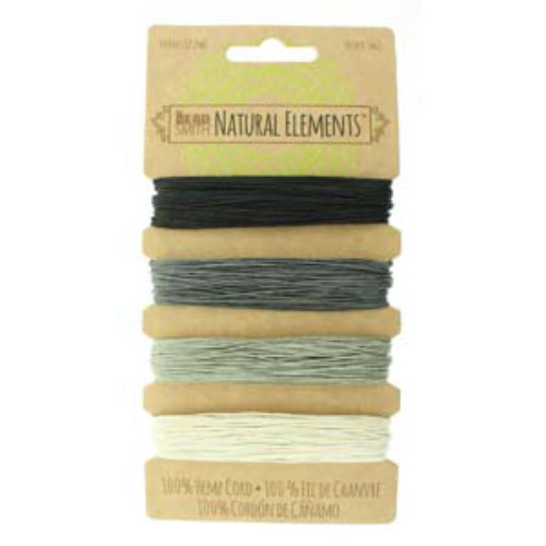 0.55mm Hemp Cord Onyx Shades - 4 x 12m Card - HEMP4180