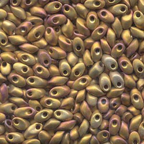 Miyuki 7mm Long Magatama Bead - LMA-191FR - Matte 24kt Gold Plated AB - 25gm Bag